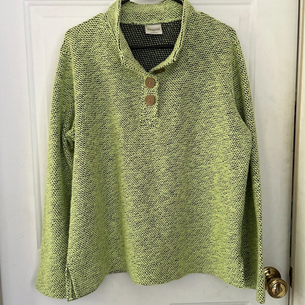 Bedford Fair Green pullover sweater with 4 buttons